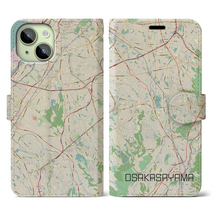 【大阪狭山（大阪府）】地図柄iPhoneケース（手帳タイプ）ナチュラル・iPhone 15 用