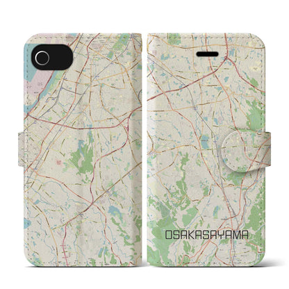 【大阪狭山（大阪府）】地図柄iPhoneケース（手帳タイプ）ナチュラル・iPhone SE（第3 / 第2世代） / 8 / 7 / 6s / 6 用
