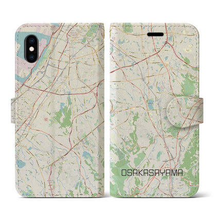 【大阪狭山（大阪府）】地図柄iPhoneケース（手帳タイプ）ナチュラル・iPhone XS / X 用