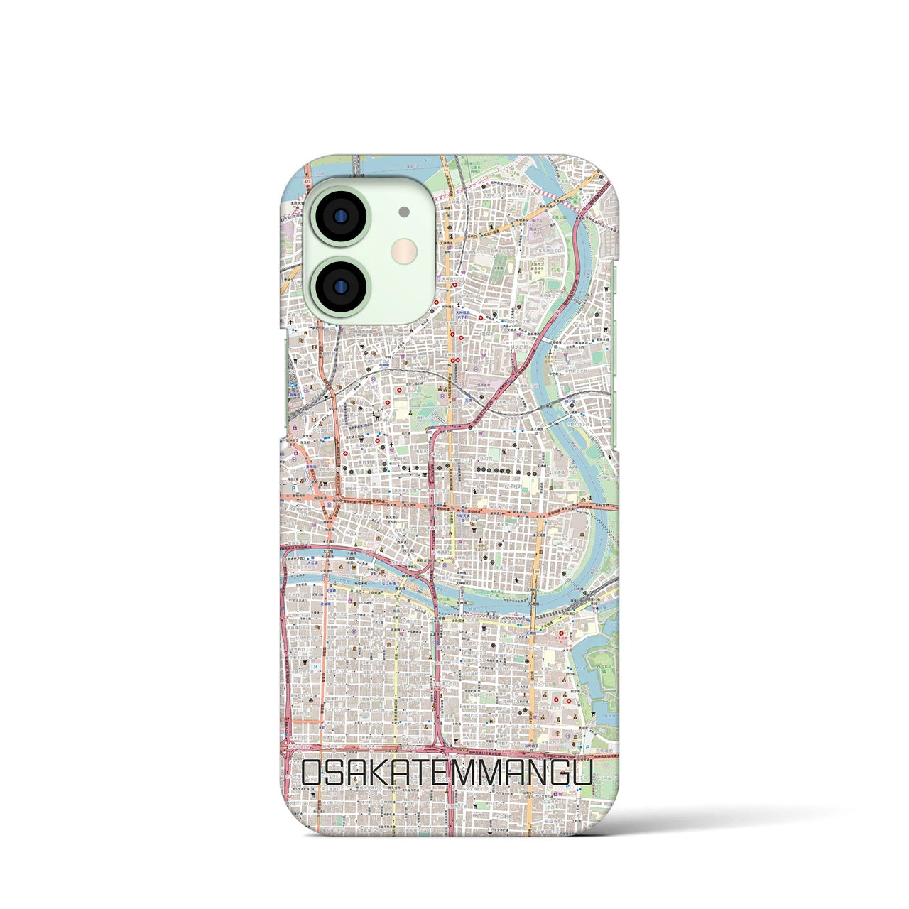 【大阪天満宮】地図柄iPhoneケース（バックカバータイプ・ナチュラル）iPhone 12 mini 用