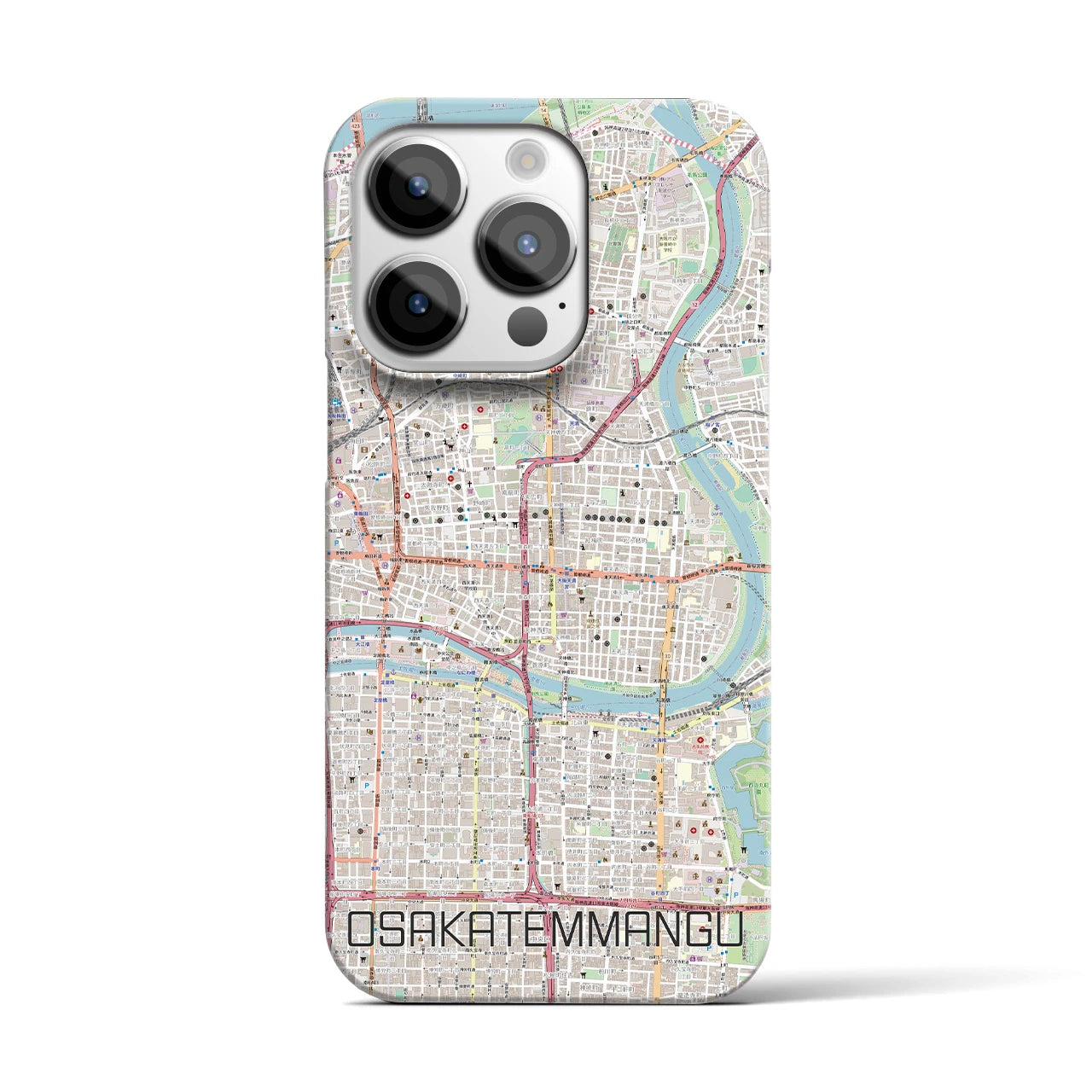 【大阪天満宮】地図柄iPhoneケース（バックカバータイプ・ナチュラル）iPhone 14 Pro 用