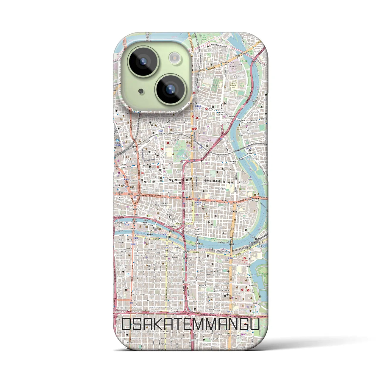 【大阪天満宮】地図柄iPhoneケース（バックカバータイプ・ナチュラル）iPhone 15 用