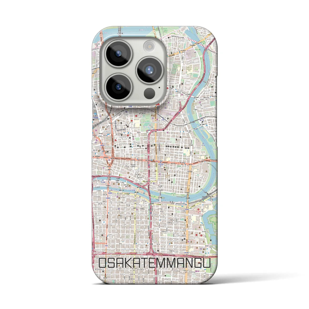 【大阪天満宮】地図柄iPhoneケース（バックカバータイプ・ナチュラル）iPhone 15 Pro 用