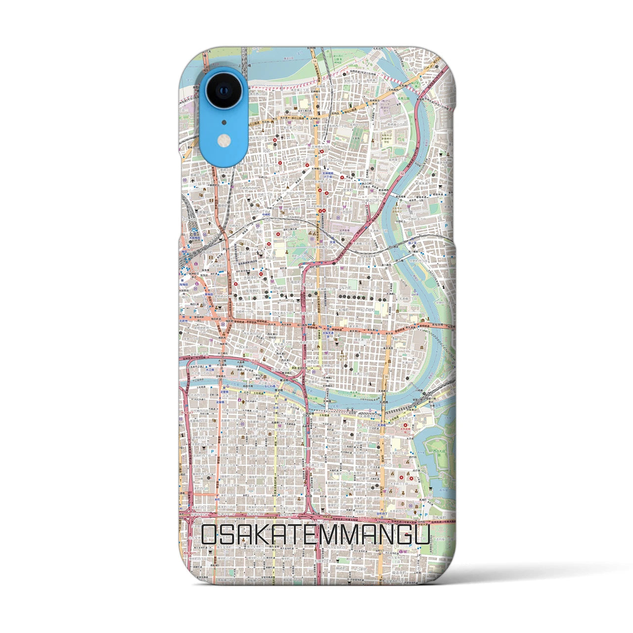 【大阪天満宮】地図柄iPhoneケース（バックカバータイプ・ナチュラル）iPhone XR 用