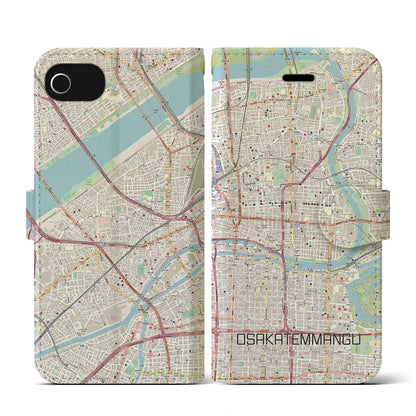 【大阪天満宮（大阪府）】地図柄iPhoneケース（手帳タイプ）ナチュラル・iPhone SE（第3 / 第2世代） / 8 / 7 / 6s / 6 用