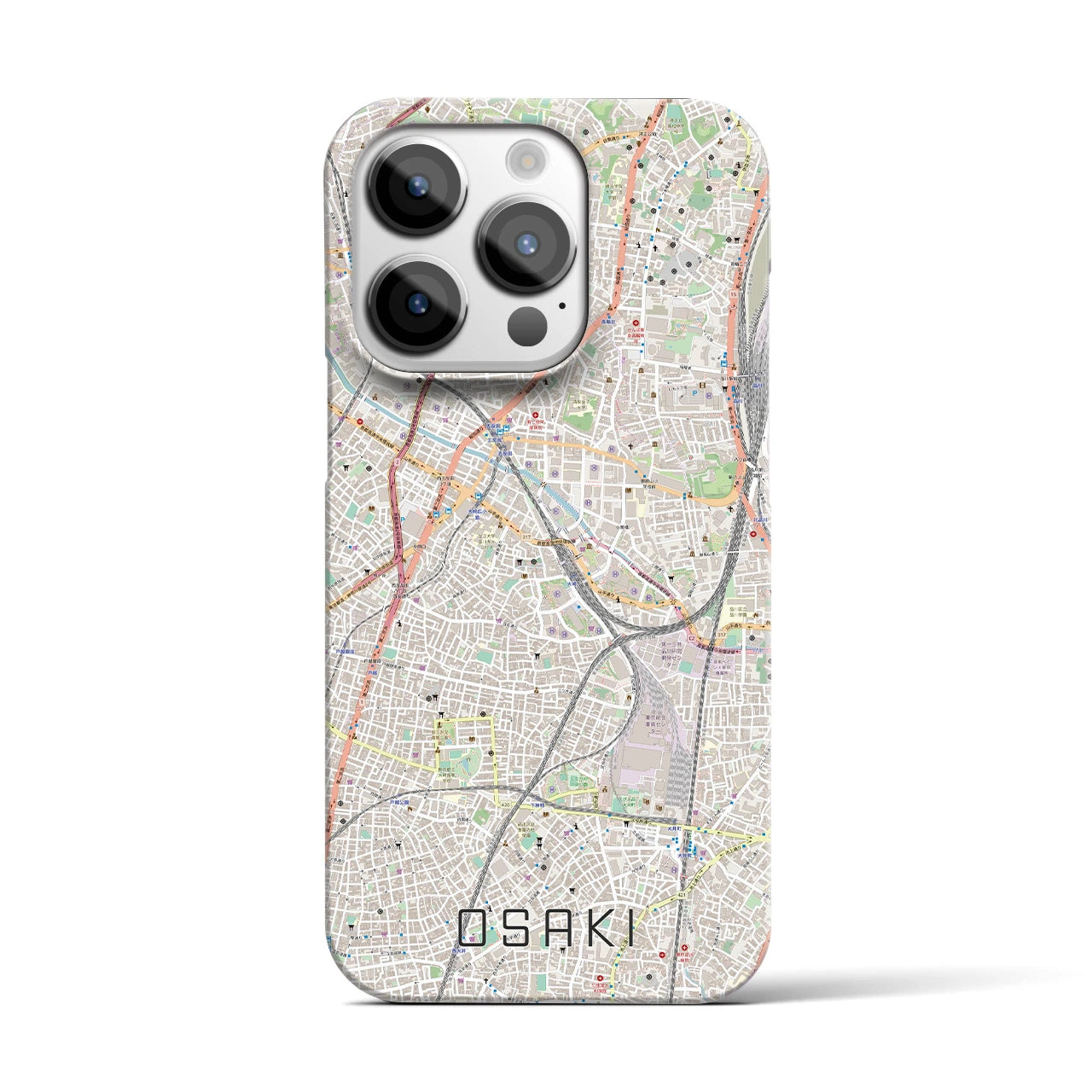 【大崎】地図柄iPhoneケース（バックカバータイプ・ナチュラル）iPhone 14 Pro 用