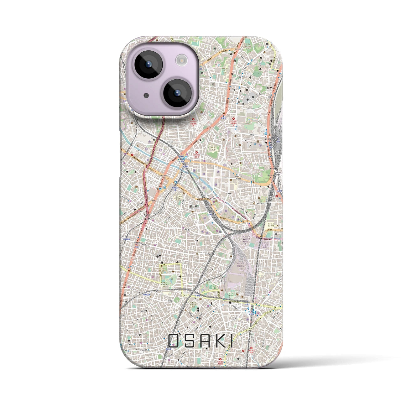 【大崎】地図柄iPhoneケース（バックカバータイプ・ナチュラル）iPhone 14 用