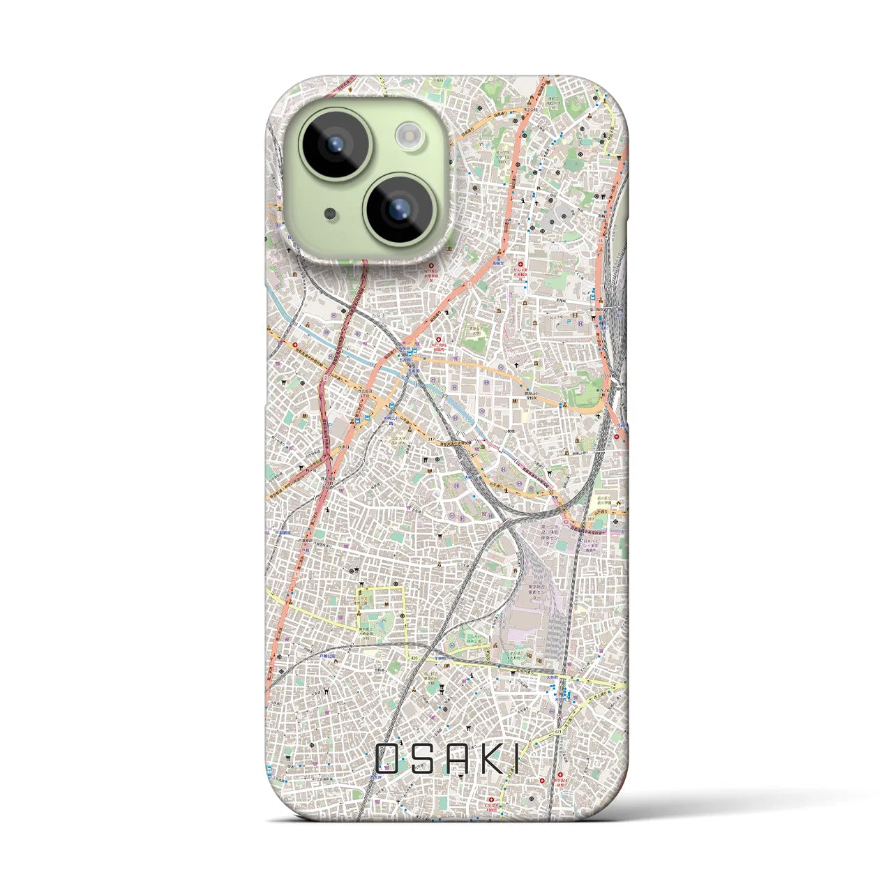 【大崎】地図柄iPhoneケース（バックカバータイプ・ナチュラル）iPhone 15 用