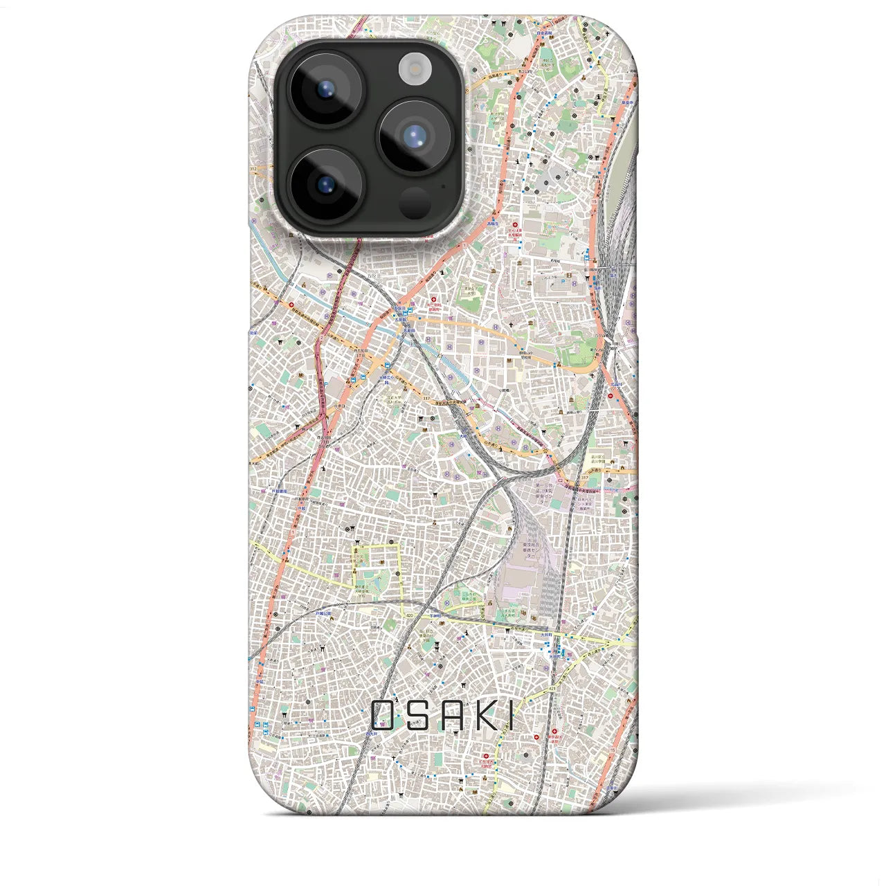 【大崎】地図柄iPhoneケース（バックカバータイプ・ナチュラル）iPhone 15 Pro Max 用
