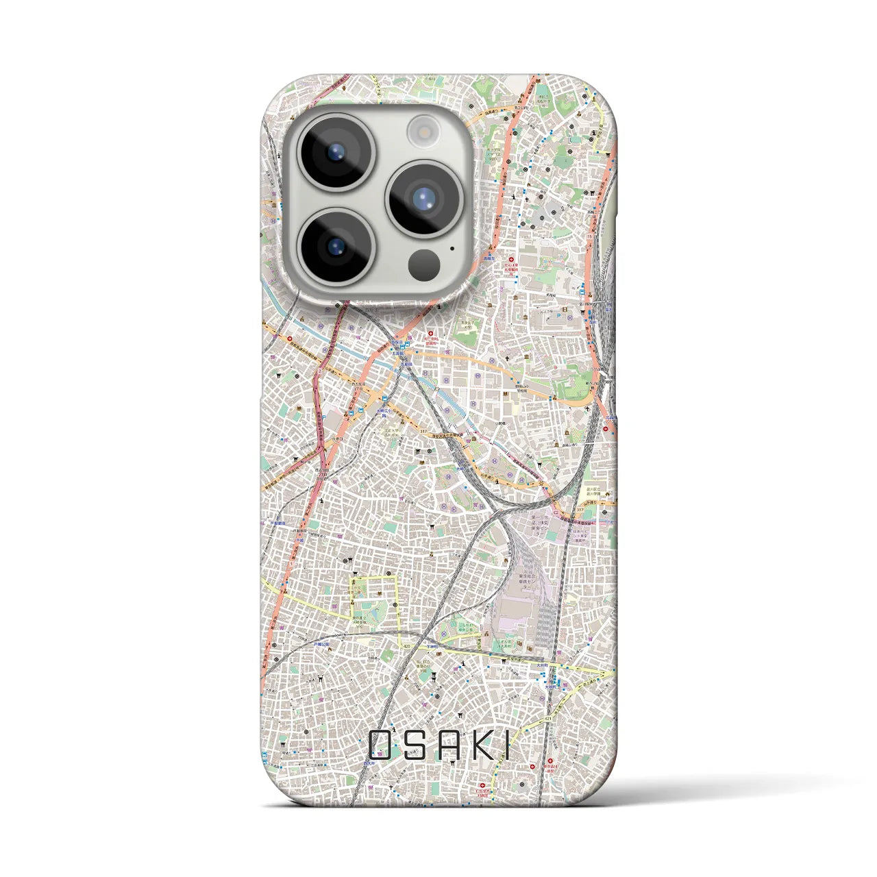 【大崎】地図柄iPhoneケース（バックカバータイプ・ナチュラル）iPhone 15 Pro 用