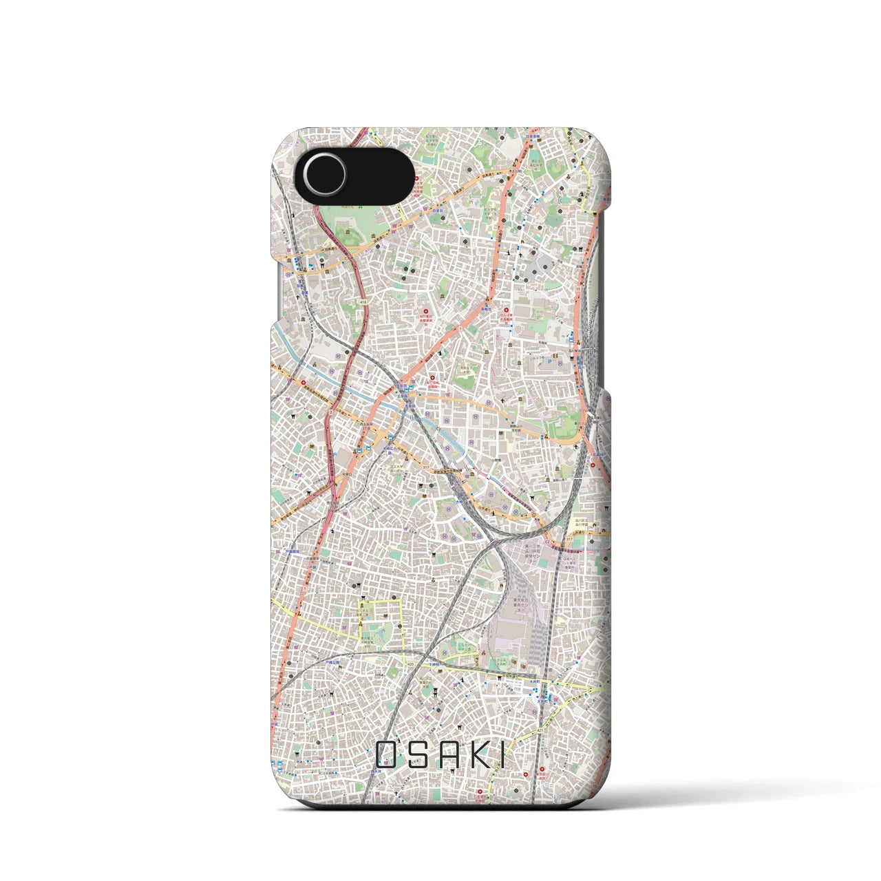 【大崎】地図柄iPhoneケース（バックカバータイプ・ナチュラル）iPhone SE（第3 / 第2世代） / 8 / 7 / 6s / 6 用