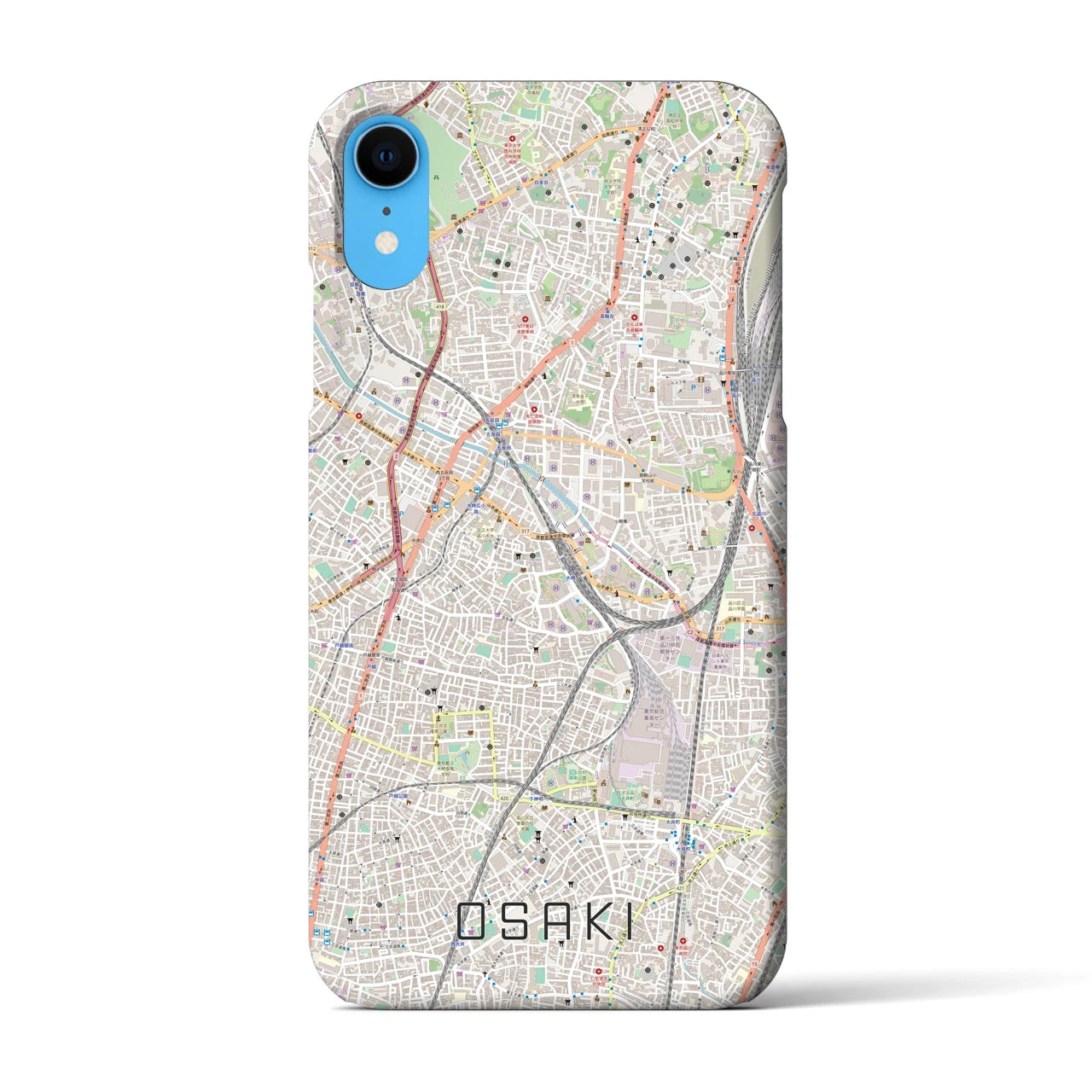 【大崎】地図柄iPhoneケース（バックカバータイプ・ナチュラル）iPhone XR 用