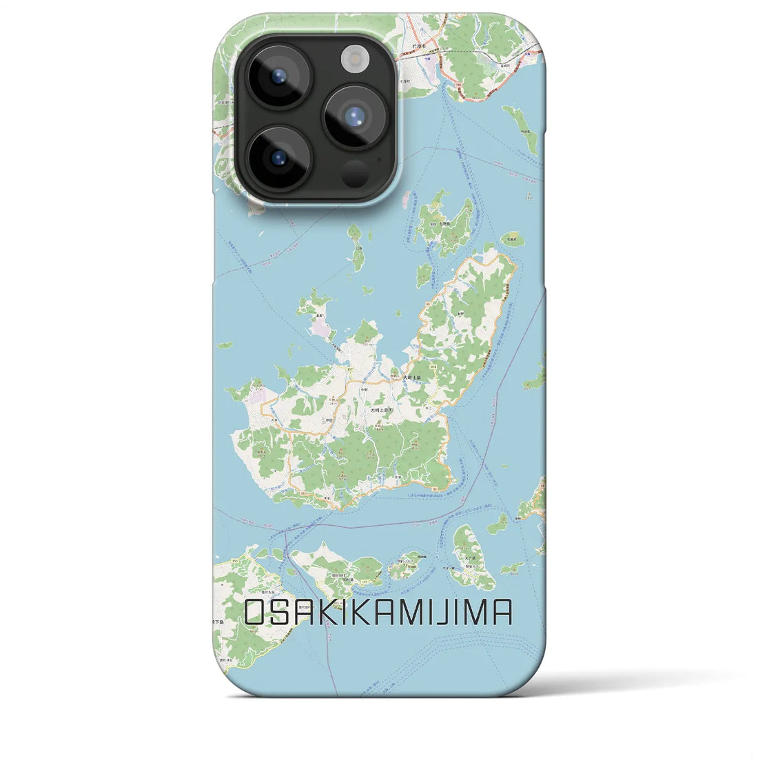 【大崎上島】地図柄iPhoneケース（バックカバータイプ・ナチュラル）iPhone 15 Pro Max 用