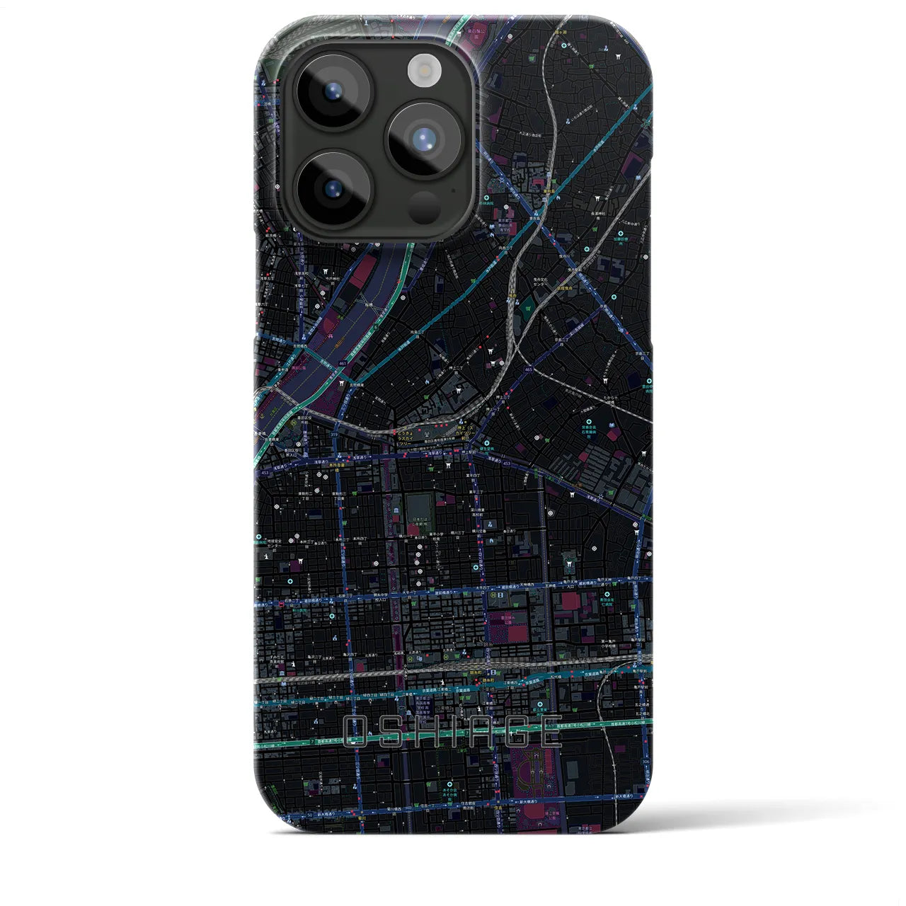 【押上】地図柄iPhoneケース（バックカバータイプ・ブラック）iPhone 15 Pro Max 用