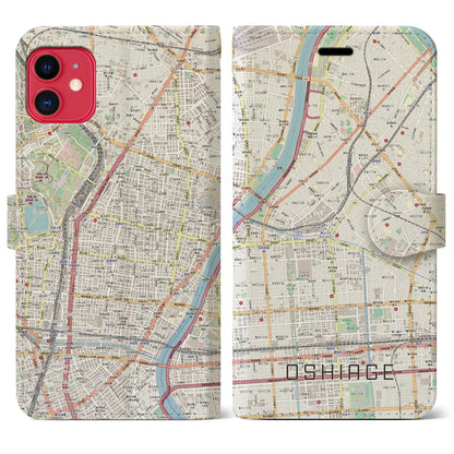 【押上（東京都）】地図柄iPhoneケース（手帳タイプ）ナチュラル・iPhone 11 用