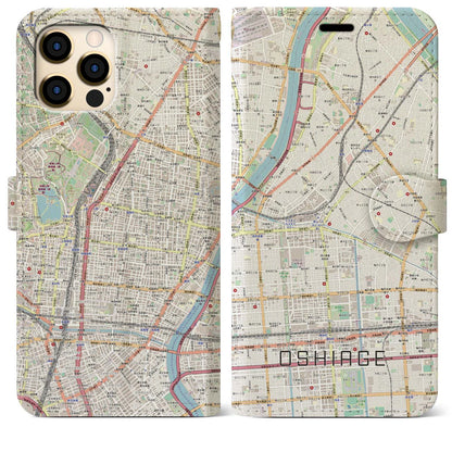 【押上（東京都）】地図柄iPhoneケース（手帳タイプ）ナチュラル・iPhone 12 Pro Max 用