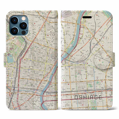 【押上（東京都）】地図柄iPhoneケース（手帳タイプ）ナチュラル・iPhone 12 / 12 Pro 用