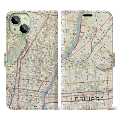 【押上（東京都）】地図柄iPhoneケース（手帳タイプ）ナチュラル・iPhone 15 用