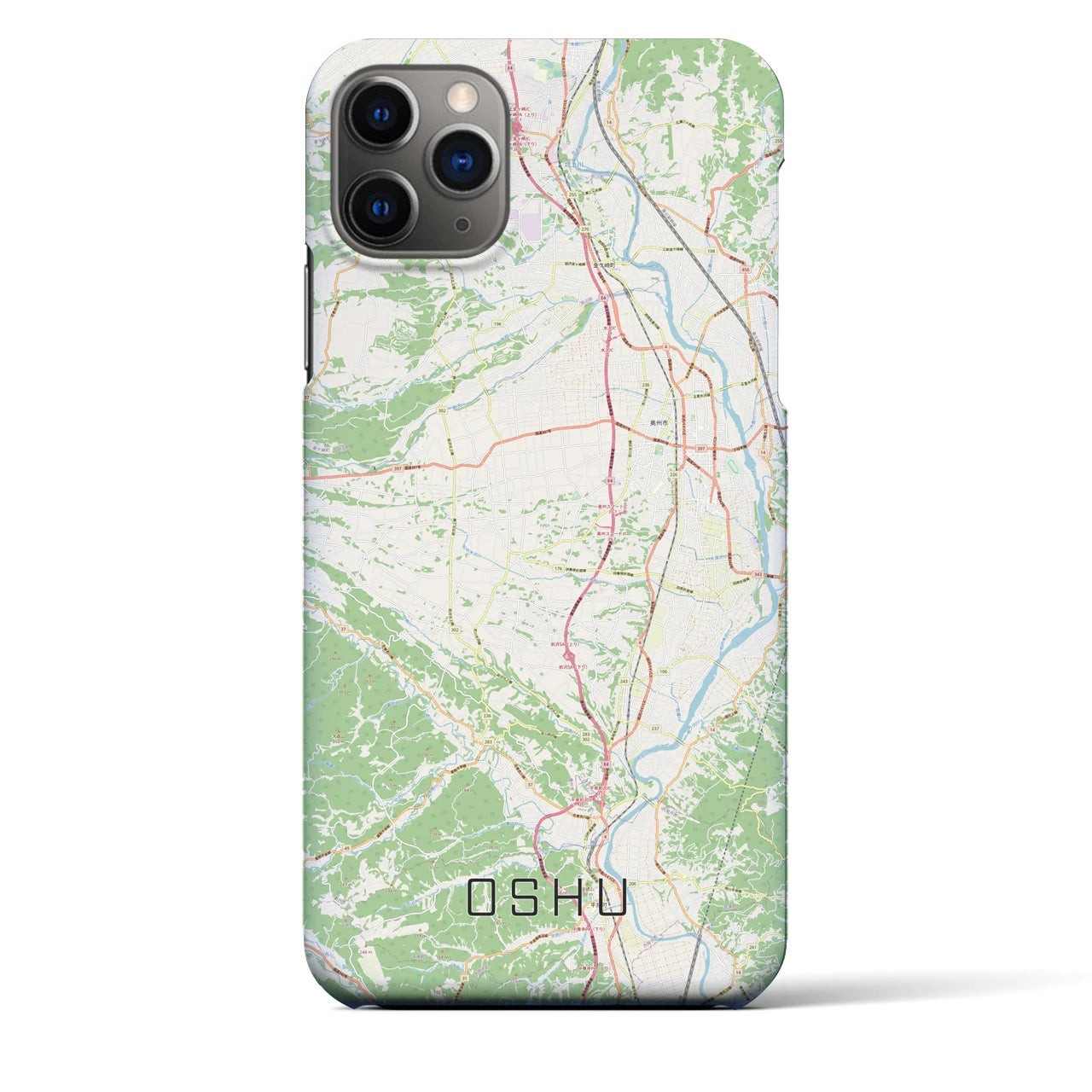 【奥州】地図柄iPhoneケース（バックカバータイプ・ナチュラル）iPhone 11 Pro Max 用