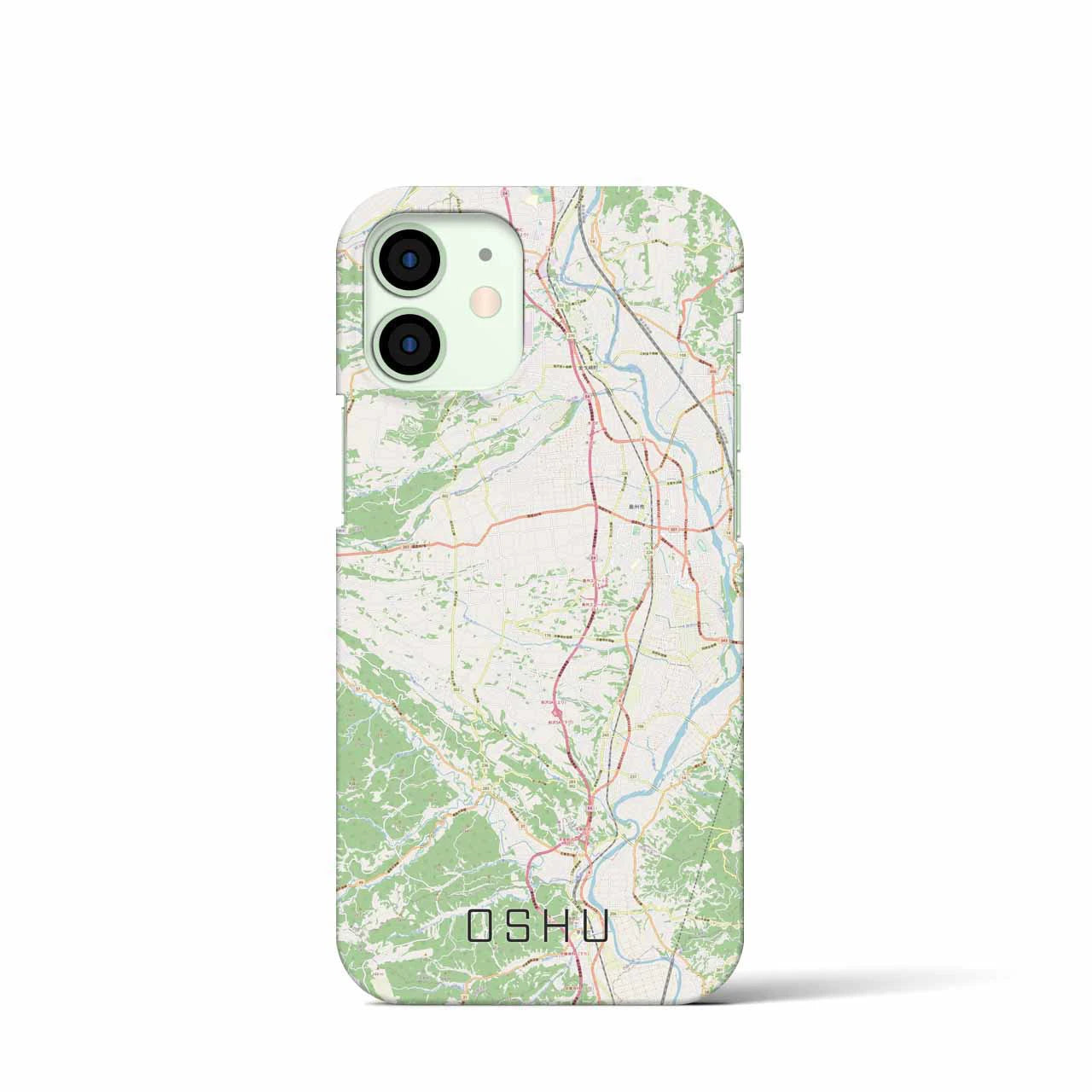 【奥州】地図柄iPhoneケース（バックカバータイプ・ナチュラル）iPhone 12 mini 用