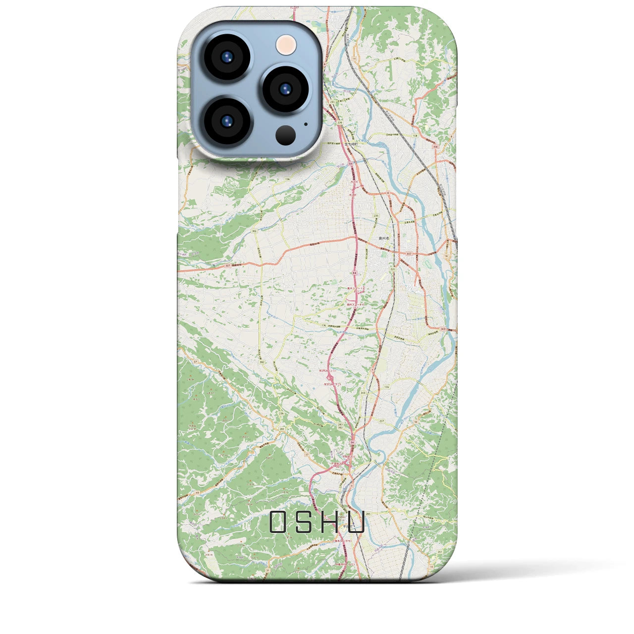 【奥州】地図柄iPhoneケース（バックカバータイプ・ナチュラル）iPhone 13 Pro Max 用