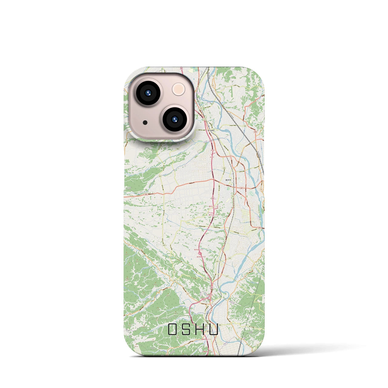 【奥州】地図柄iPhoneケース（バックカバータイプ・ナチュラル）iPhone 13 mini 用