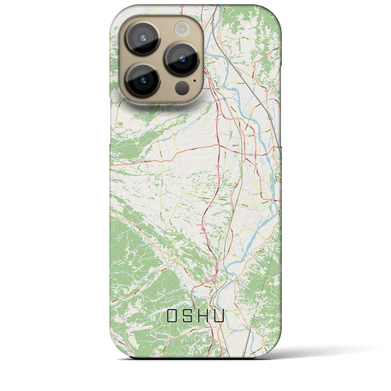 【奥州】地図柄iPhoneケース（バックカバータイプ・ナチュラル）iPhone 14 Pro Max 用