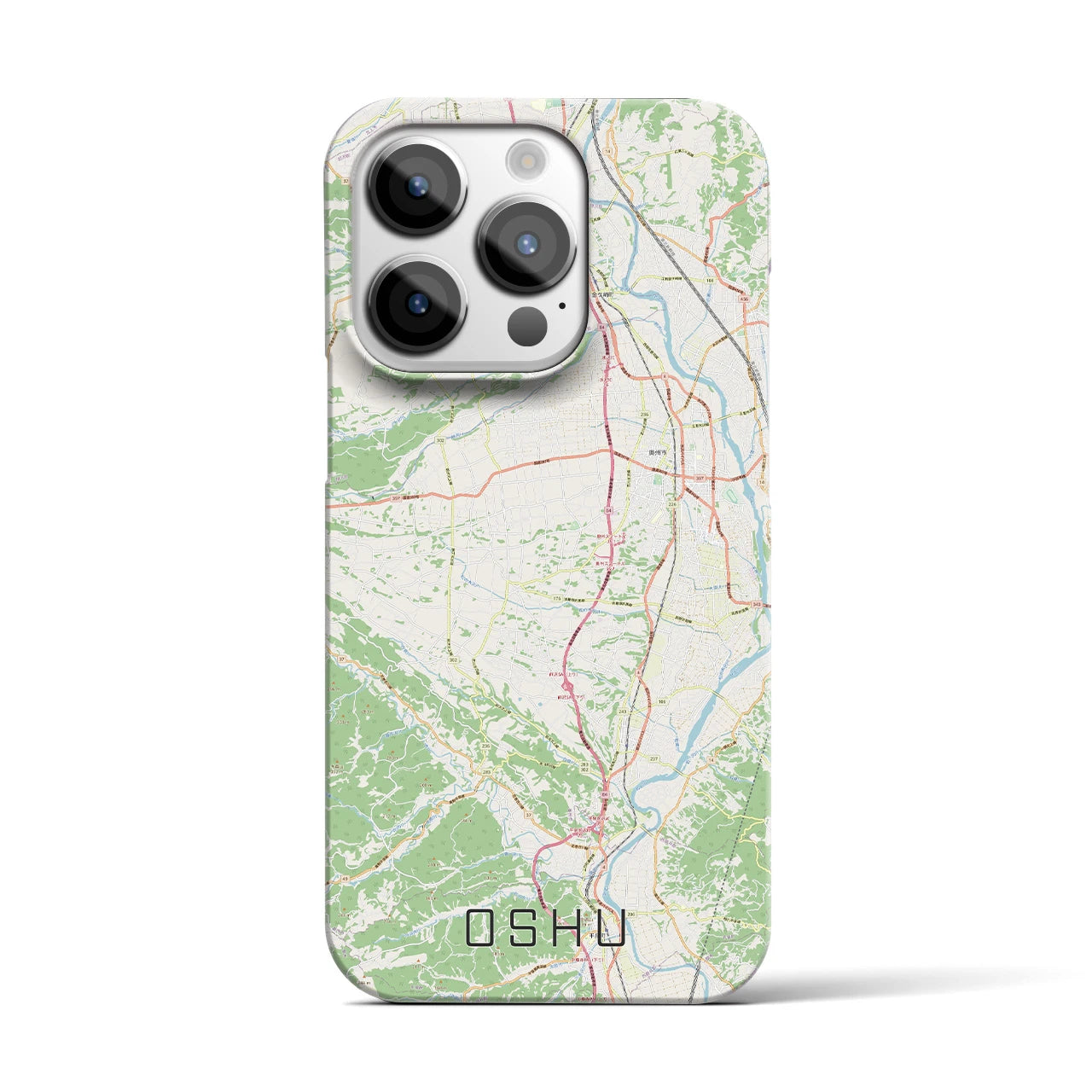 【奥州】地図柄iPhoneケース（バックカバータイプ・ナチュラル）iPhone 14 Pro 用