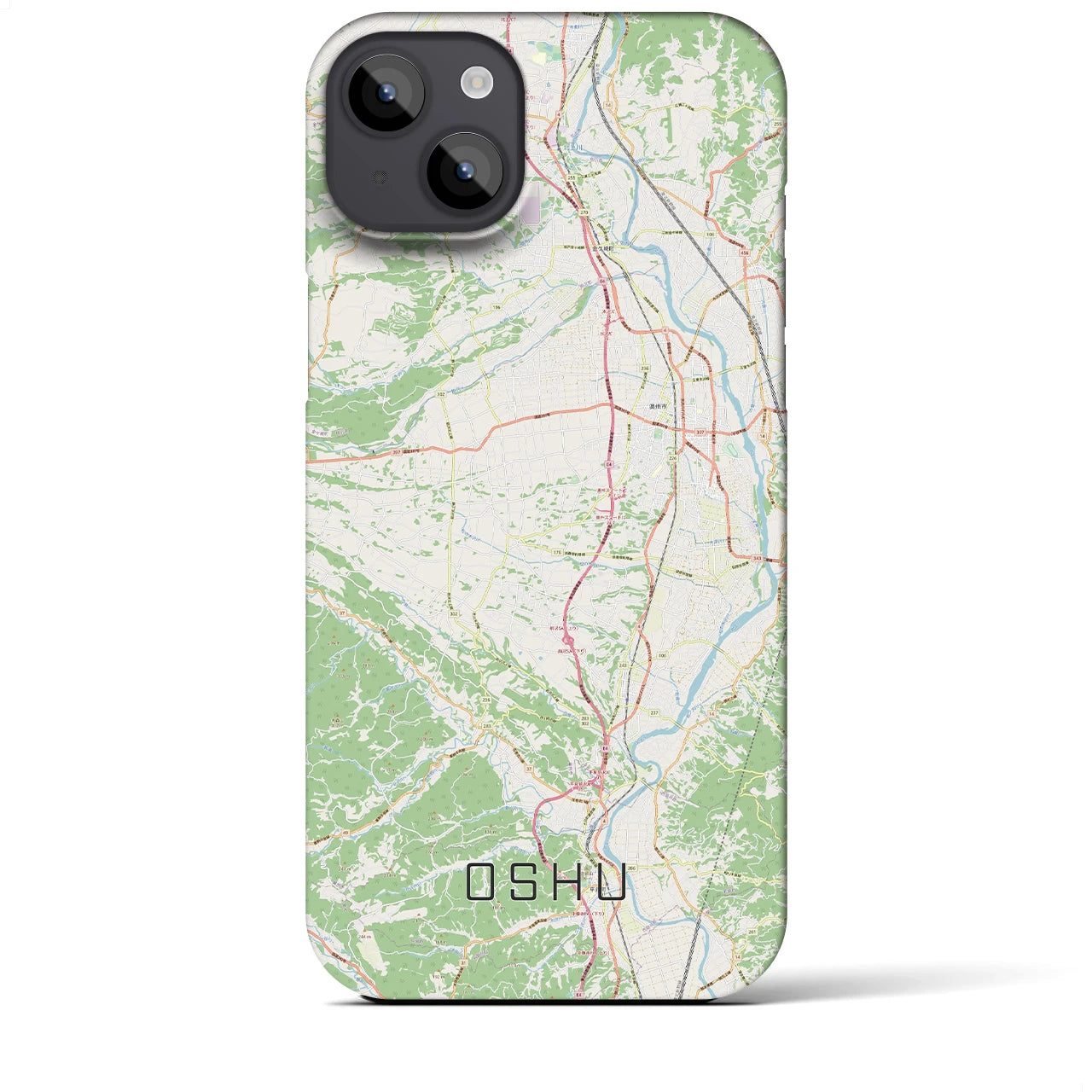 【奥州】地図柄iPhoneケース（バックカバータイプ・ナチュラル）iPhone 14 Plus 用