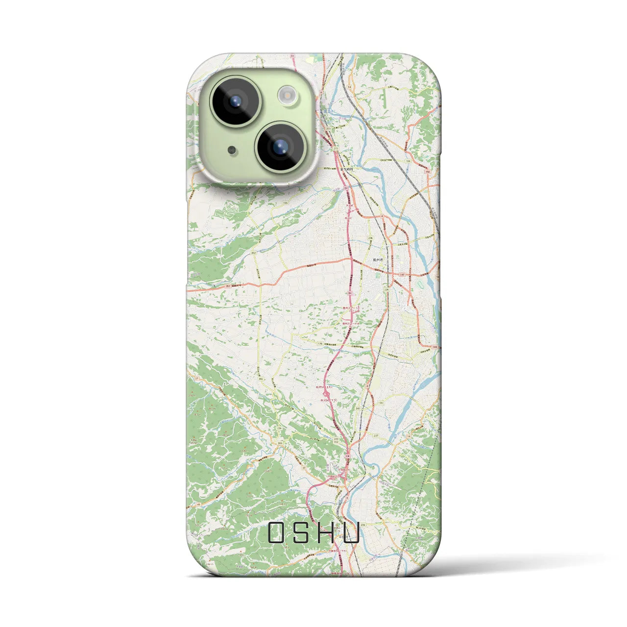 【奥州】地図柄iPhoneケース（バックカバータイプ・ナチュラル）iPhone 15 用