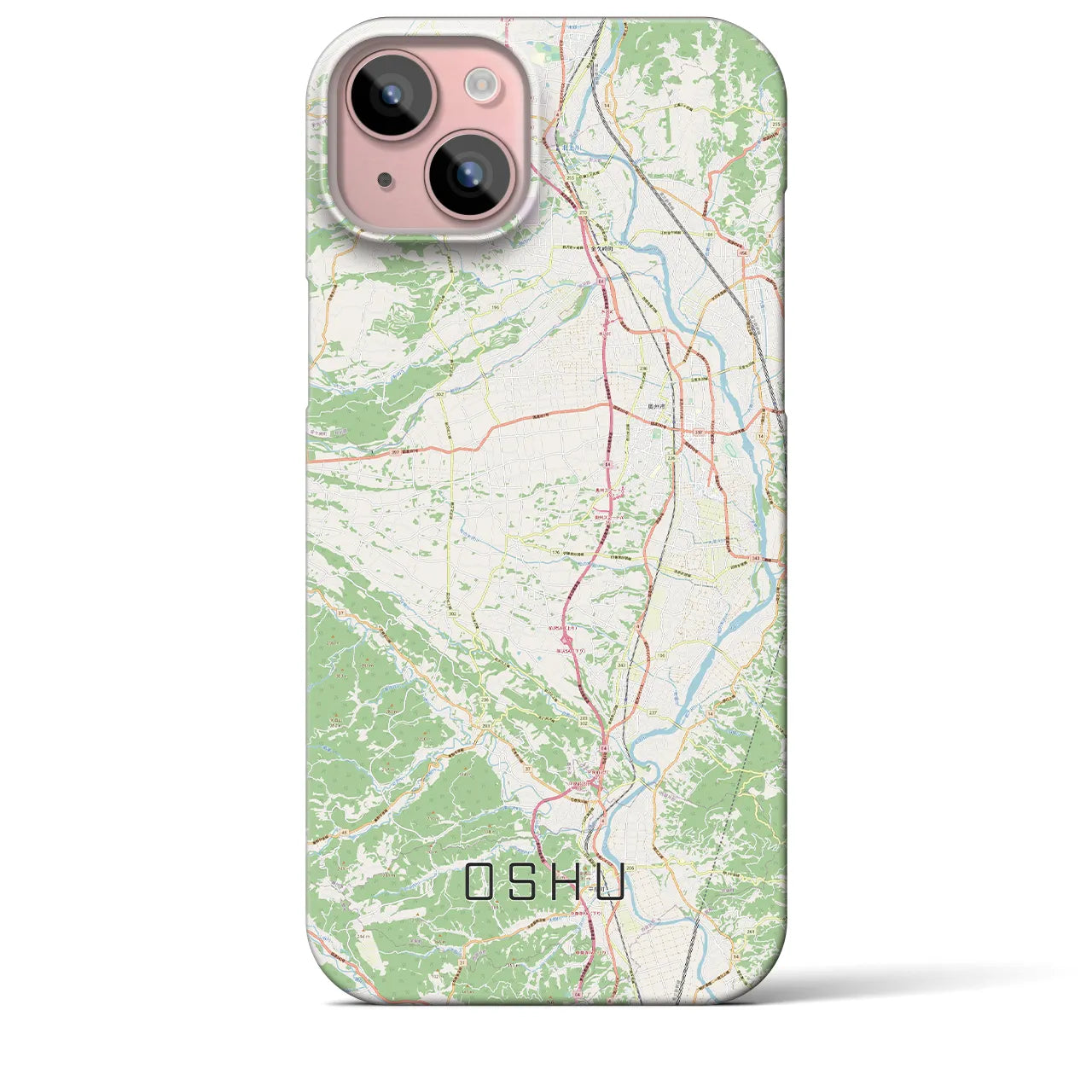【奥州】地図柄iPhoneケース（バックカバータイプ・ナチュラル）iPhone 15 Plus 用