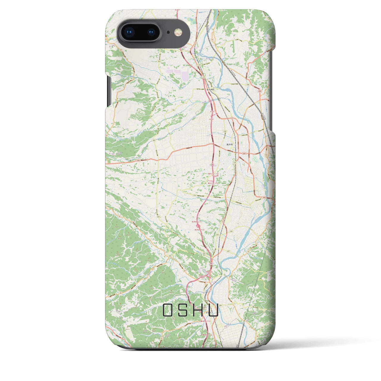 【奥州】地図柄iPhoneケース（バックカバータイプ・ナチュラル）iPhone 8Plus /7Plus / 6sPlus / 6Plus 用