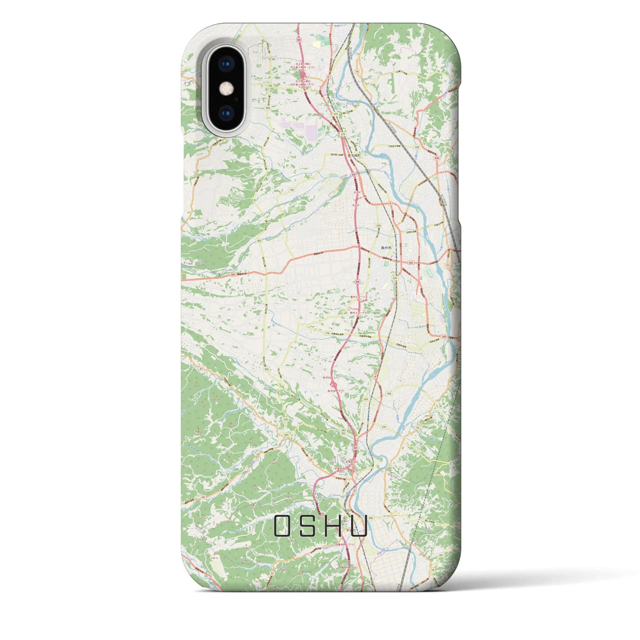 【奥州】地図柄iPhoneケース（バックカバータイプ・ナチュラル）iPhone XS Max 用