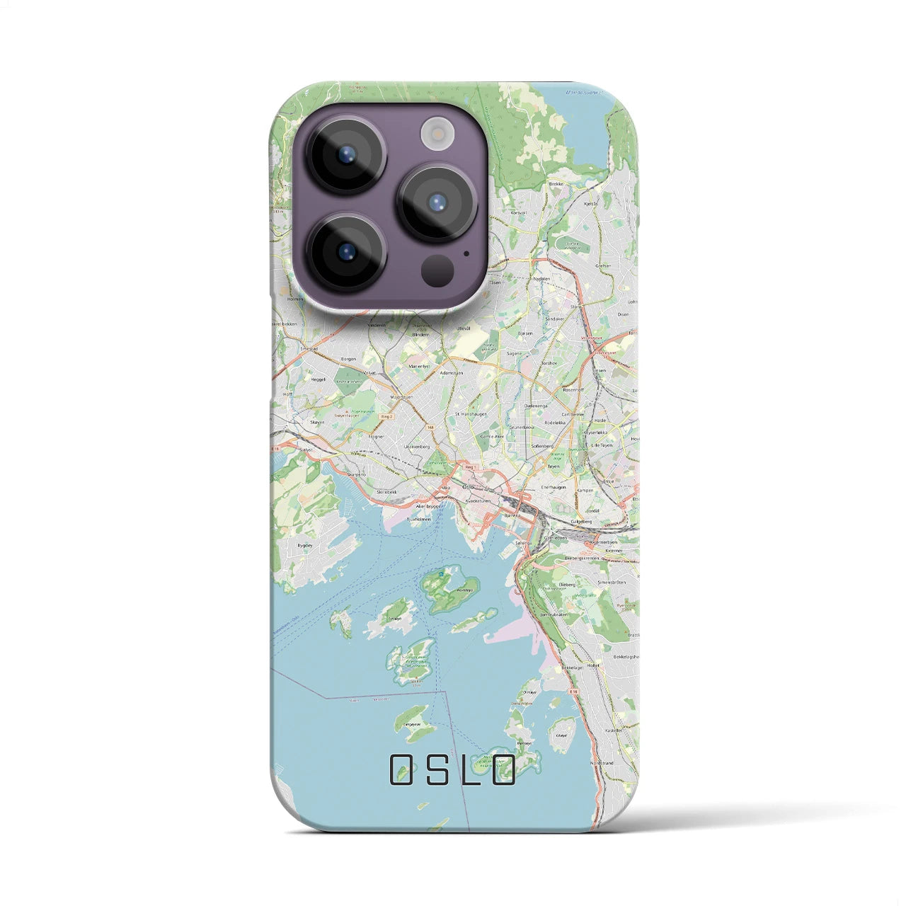 【オスロ】地図柄iPhoneケース（バックカバータイプ・ナチュラル）iPhone 14 Pro 用