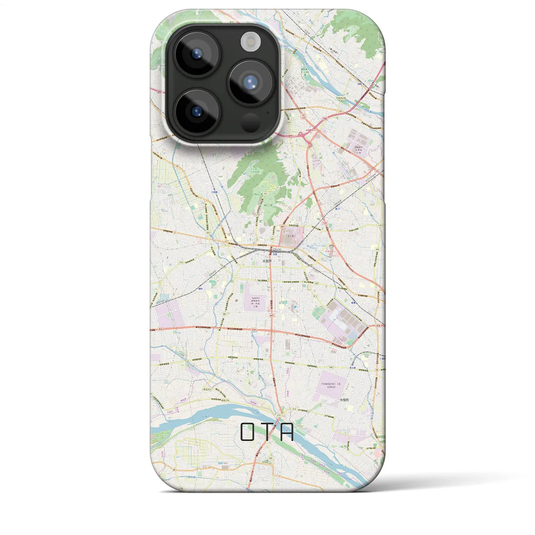 【太田】地図柄iPhoneケース（バックカバータイプ・ナチュラル）iPhone 15 Pro Max 用