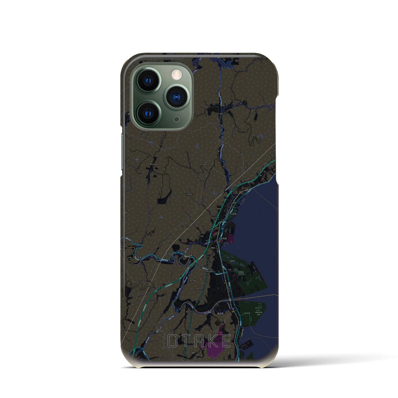 【大竹】地図柄iPhoneケース（バックカバータイプ・ブラック）iPhone 11 Pro 用