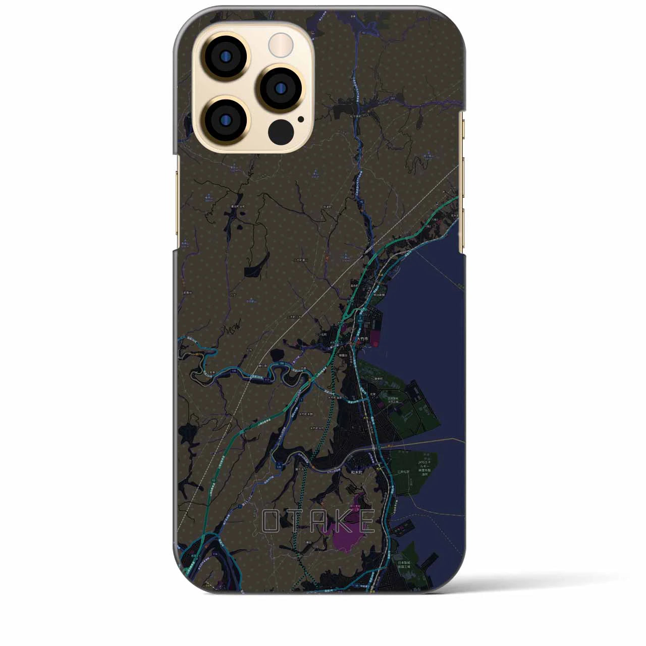 【大竹】地図柄iPhoneケース（バックカバータイプ・ブラック）iPhone 12 Pro Max 用