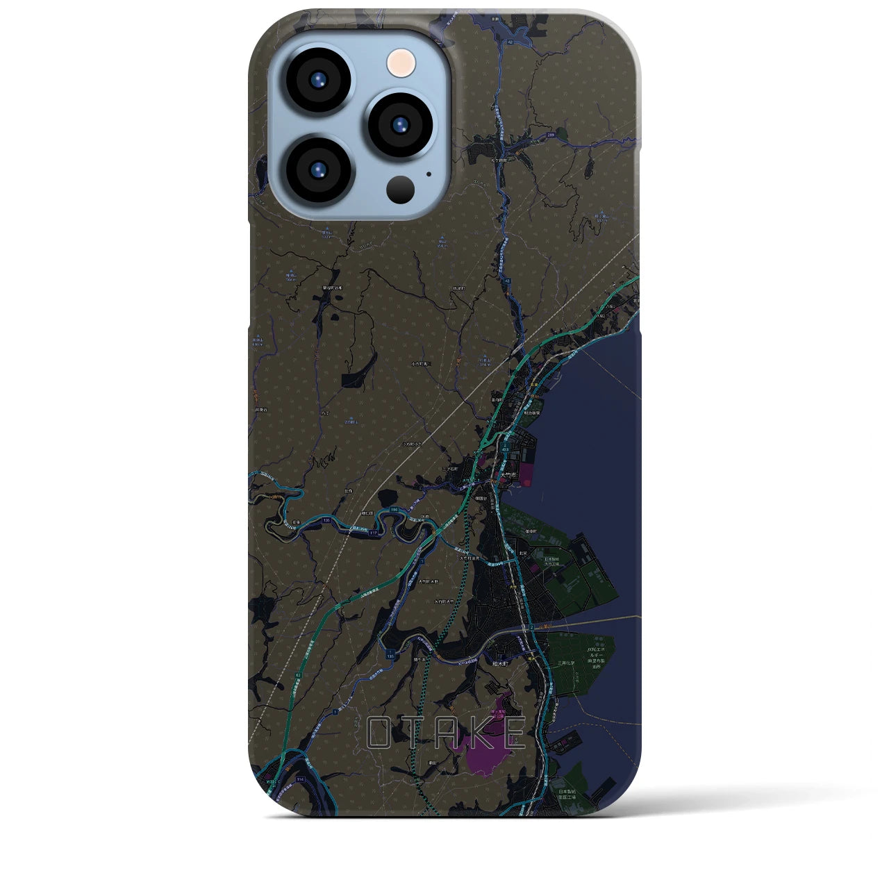 【大竹】地図柄iPhoneケース（バックカバータイプ・ブラック）iPhone 13 Pro Max 用
