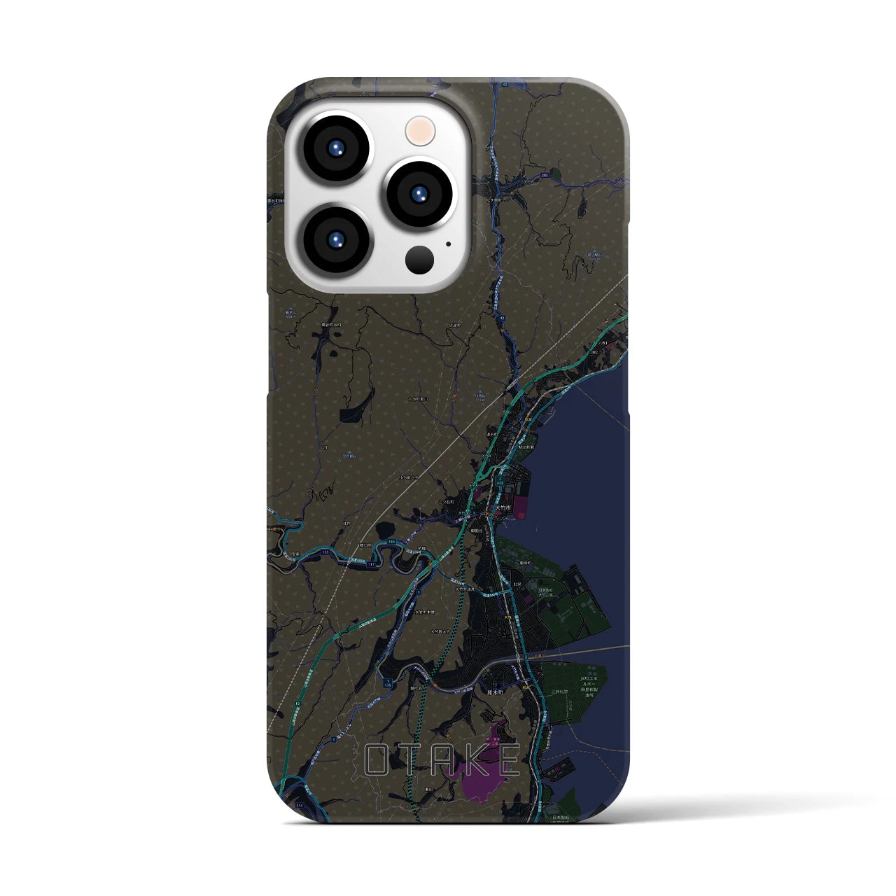 【大竹】地図柄iPhoneケース（バックカバータイプ・ブラック）iPhone 13 Pro 用