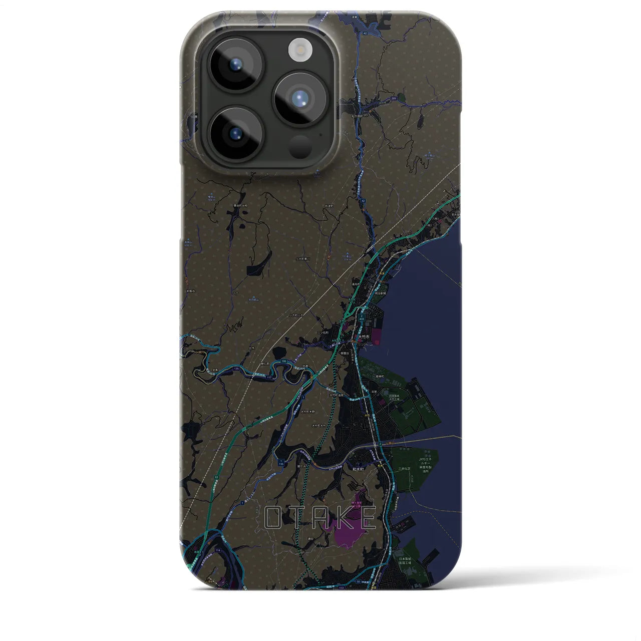 【大竹】地図柄iPhoneケース（バックカバータイプ・ブラック）iPhone 15 Pro Max 用