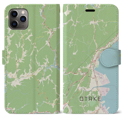 【大竹（広島県）】地図柄iPhoneケース（手帳タイプ）ナチュラル・iPhone 11 Pro Max 用