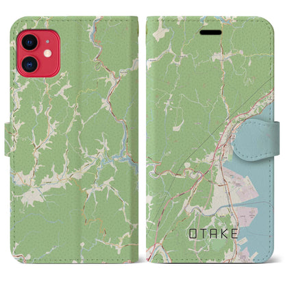 【大竹（広島県）】地図柄iPhoneケース（手帳タイプ）ナチュラル・iPhone 11 用