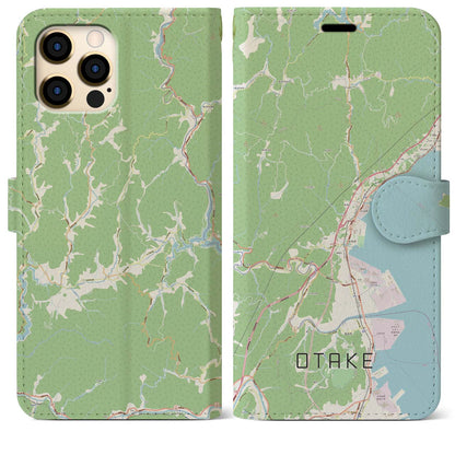 【大竹（広島県）】地図柄iPhoneケース（手帳タイプ）ナチュラル・iPhone 12 Pro Max 用