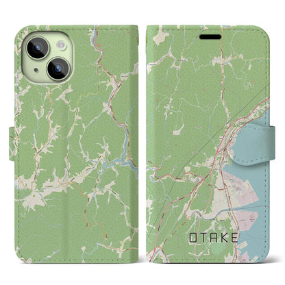 【大竹（広島県）】地図柄iPhoneケース（手帳タイプ）ナチュラル・iPhone 15 用