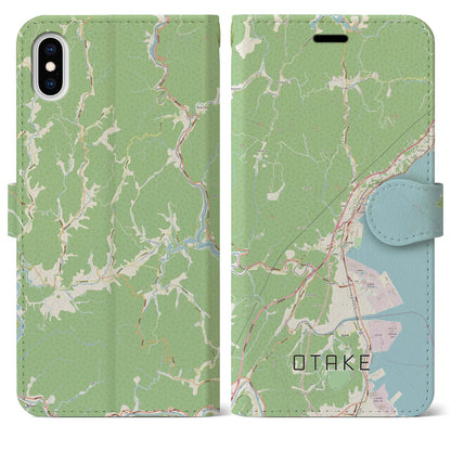 【大竹（広島県）】地図柄iPhoneケース（手帳タイプ）ナチュラル・iPhone XS Max 用