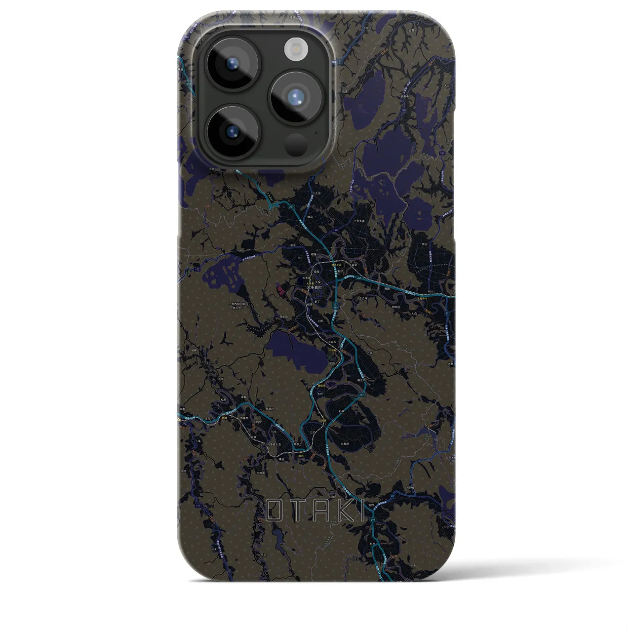 【大多喜】地図柄iPhoneケース（バックカバータイプ・ブラック）iPhone 15 Pro Max 用