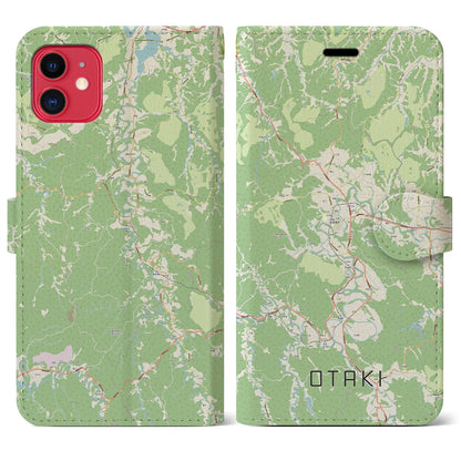 【大多喜（千葉県）】地図柄iPhoneケース（手帳タイプ）ナチュラル・iPhone 11 用