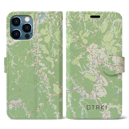 【大多喜（千葉県）】地図柄iPhoneケース（手帳タイプ）ナチュラル・iPhone 12 / 12 Pro 用