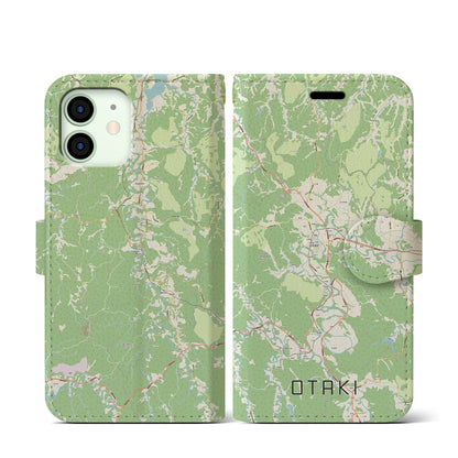 【大多喜（千葉県）】地図柄iPhoneケース（手帳タイプ）ナチュラル・iPhone 12 mini 用
