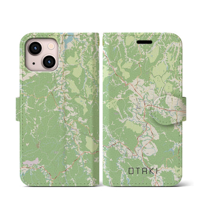 【大多喜（千葉県）】地図柄iPhoneケース（手帳タイプ）ナチュラル・iPhone 13 mini 用